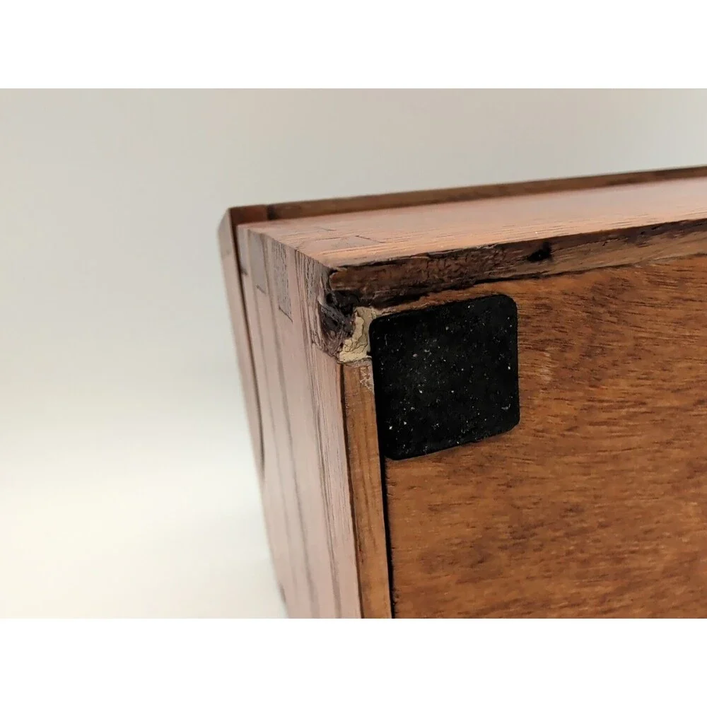 Vtg Oak Box Dovetail Handmade Hinged Lid Jewelry Watch Trinket